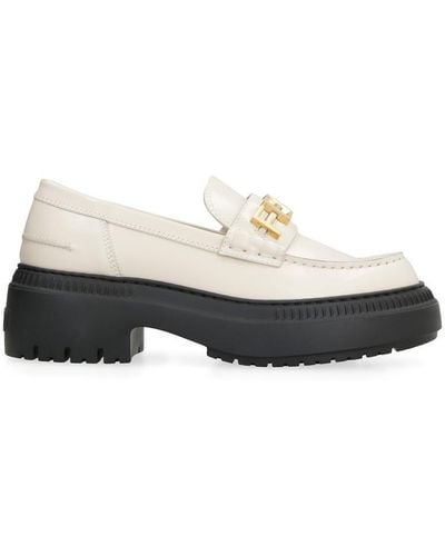 Fendi Graphy Leather Loafers - White