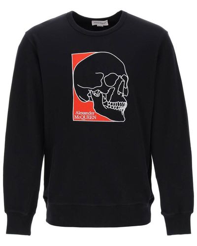 Alexander McQueen Crew-neck Sweatshirt With Skull Embroidery - Blue