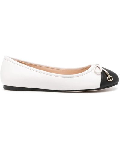 Twin Set Ballet Flats With Bow - White