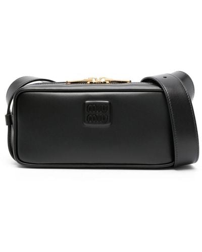 Miu Miu Logo-plaque Leather Shoulder Bag - Black