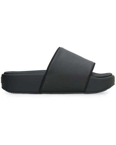 Y-3 Leather Slides - Black