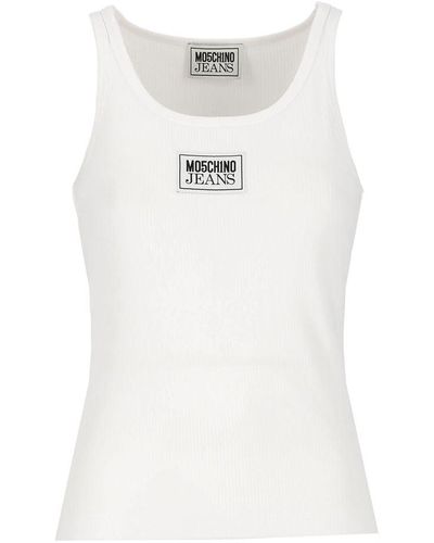 Moschino Jeans Tops With Logo - White