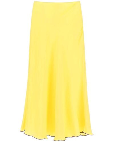 Siedres 'Prim' Satin Midi Skirt - Yellow