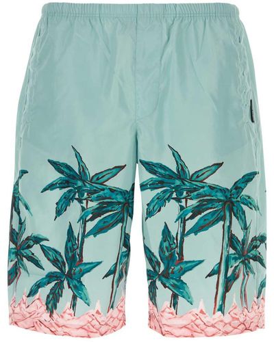 Palm Angels Raffia Canvas Swim Shorts - Gray