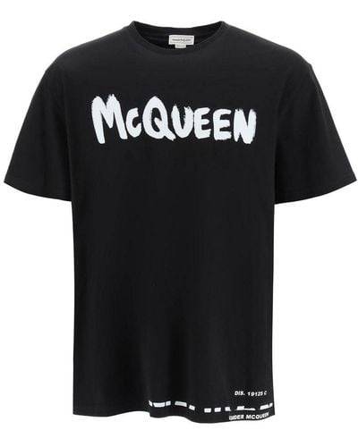 Alexander McQueen Mcqueen Graffiti T Shirt - Black