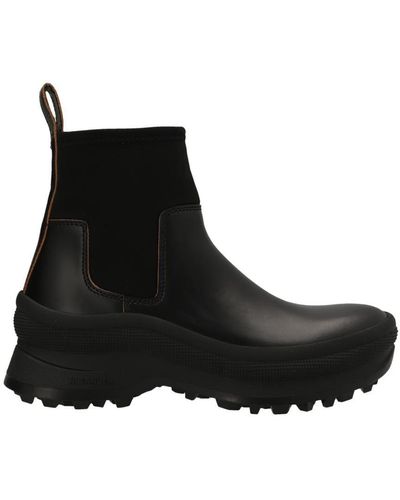 Jil Sander Round Toe Ankle Boots - Black