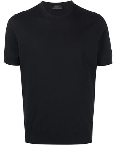 Prada Logo-embroidered Crew Neck T-shirt - Black