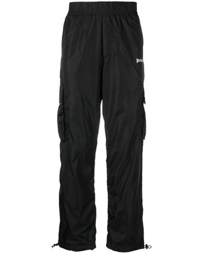 Palm Angels Nylon Cargo Pants With Side Contrast Track Bands - Black