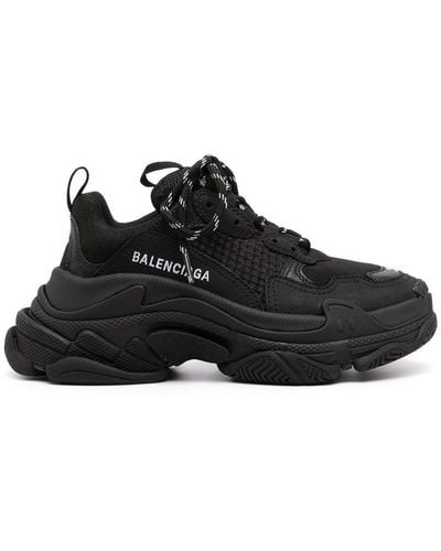 Balenciaga Triple S Runner Leather And Mesh Trainers - Black