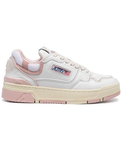 Autry Clc Trainers In White And Pink Leather