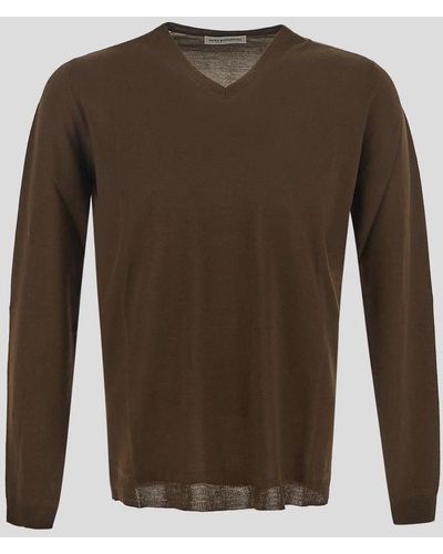 GOES BOTANICAL V-Neck Sweater - Brown