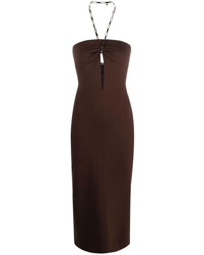 The Attico 'giona' Midi Dress - Brown