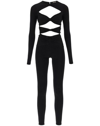 Roberto Cavalli Long-sleeved Jumpsuit With Cut-outs - Black