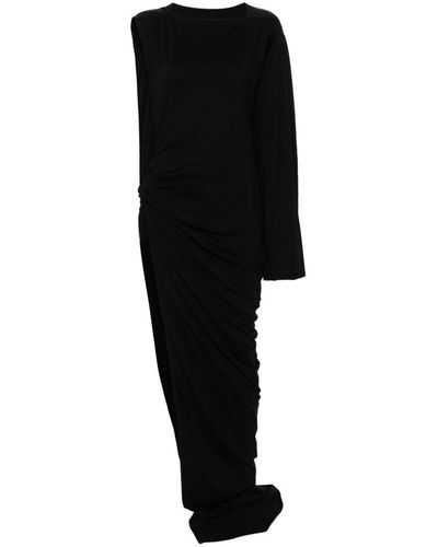 Rick Owens One-Shoulder Cotton Long Dress - Black
