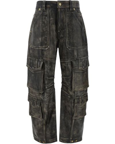 Golden Goose Cargo Leather Trousers - Grey