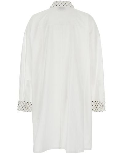 Forte Forte Maxi Shirt With Pearls Decoration - White