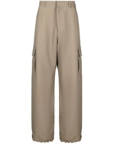 Off-White c/o Virgil Abloh Ow Emb Drill Wide-leg Cargo Trousers - Natural