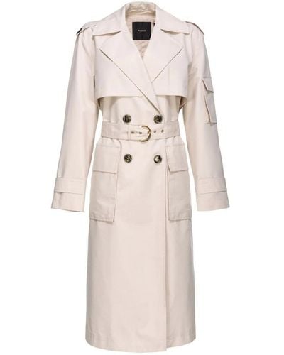 Pinko Trench Coat With Belt - Natural