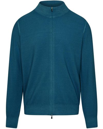 Gran Sasso Turquoise Wool Cardigan - Blue