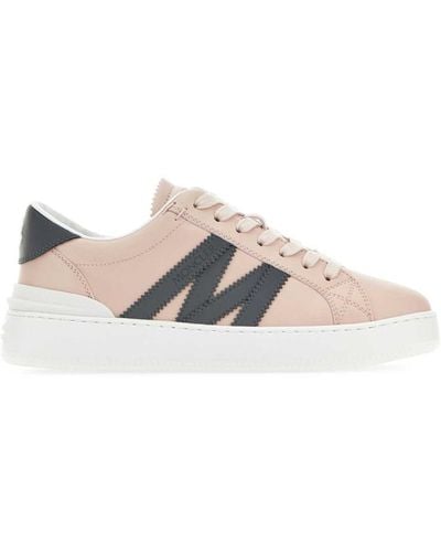 Moncler Pastel Leather Monaco M Sneakers - Pink