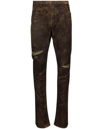 Dolce & Gabbana Fitted Jeans With Ripped Details - Grey