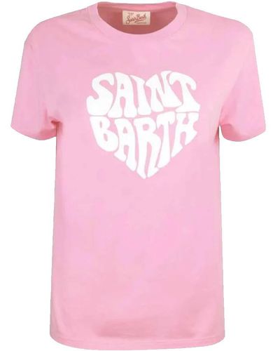 Saint Barth Emi Heart Crewneck T-Shirt - Pink