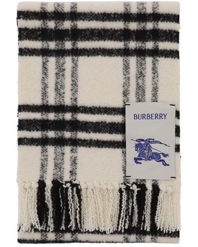 Burberry Check Wool Scarf - Black