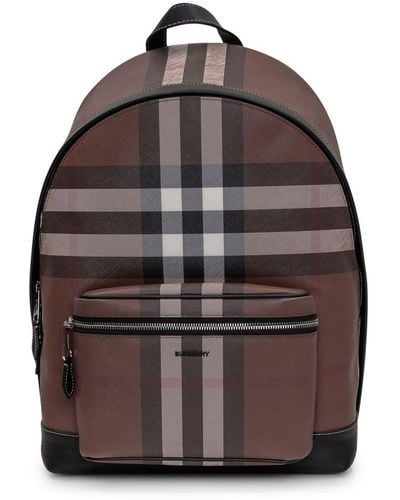 Burberry Check Backpack - Brown
