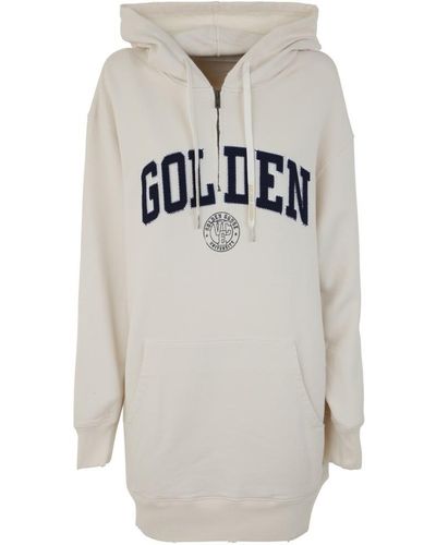 Golden Goose Journey W` Sweatshirt Hoodie Dress W/Zip Golden Patch - Gray