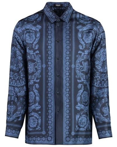 Versace Barocco Silk Shirt - Blue
