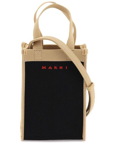 Marni Canvas Crossbody Bag - Black