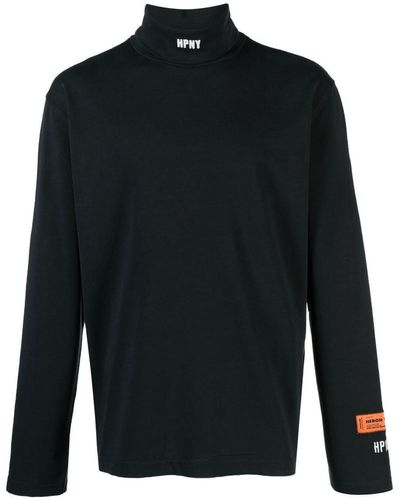 Heron Preston Hpny Embroidered-logo Roll-neck Sweater - Black