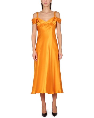 Alberta Ferretti Off-the-shoulder Dress - Orange