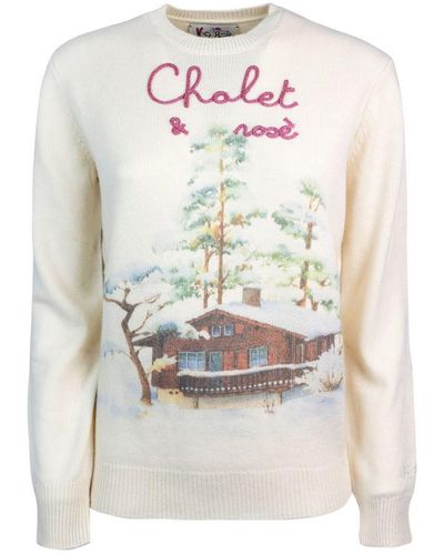 Mc2 Saint Barth Chalet Et Rosé Knitted Crewneck Sweater - White