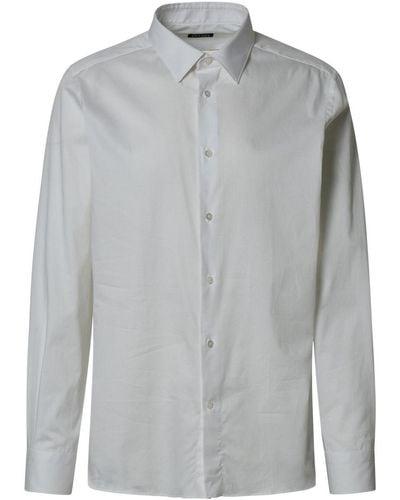 Zegna White Stretch Cotton Shirt - Gray