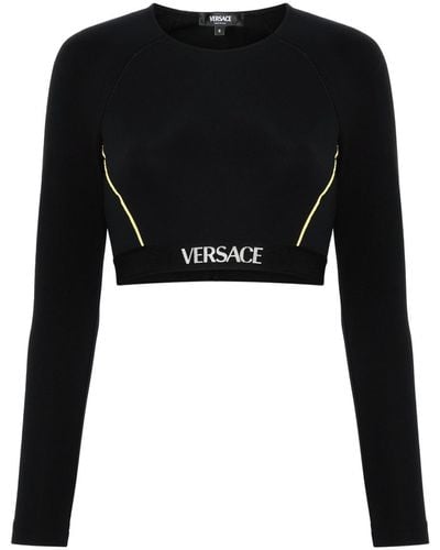 Versace Sports Top With Logo Band - Black