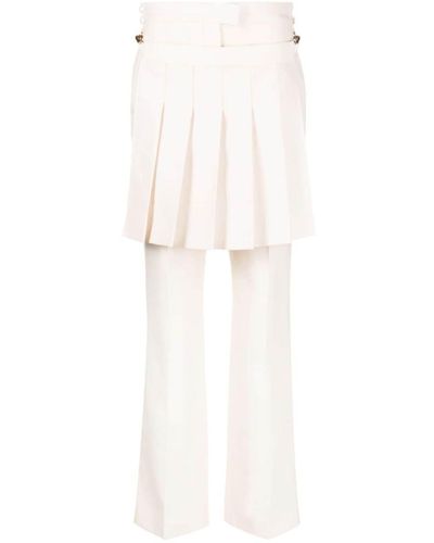Fendi Layered Virgin-wool Trousers - White
