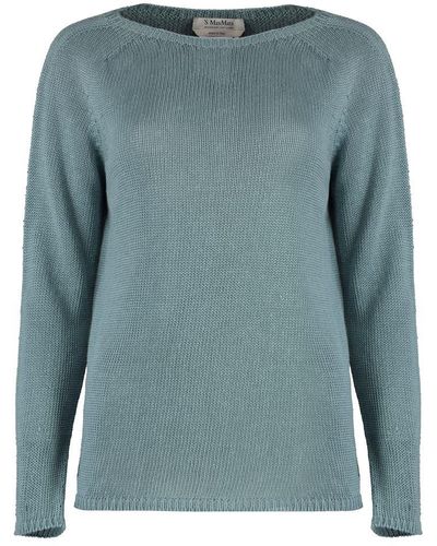 Max Mara Giolino Crew-Neck Linen Sweater - Green