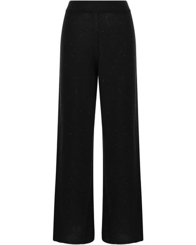 Fabiana Filippi Cotton And Linen Pants With Micro Sequins - Black