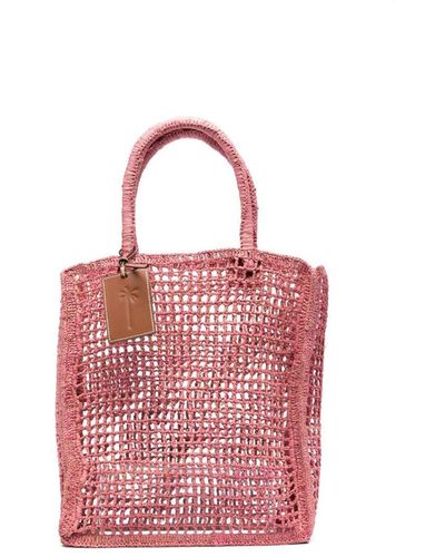 Manebí Net Raffia Handbag - Pink