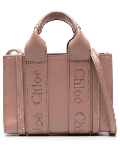Chloé Woody Leather Mini Tote - Pink