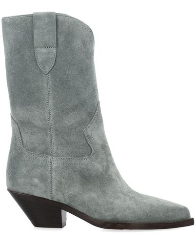 Isabel Marant Dahope Suede Cowboy Boots - Gray