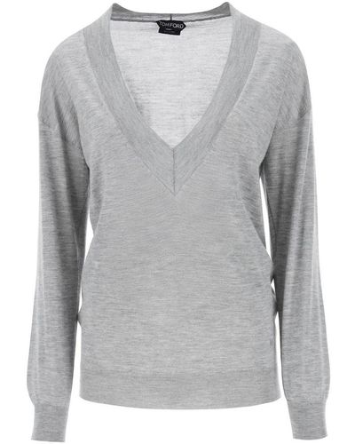 Tom Ford Jumper In Cashmere And Silk - Grey