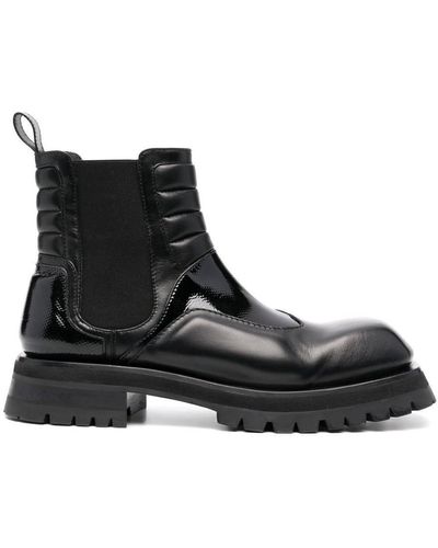 Balmain Panelled Quilted Boots - Black