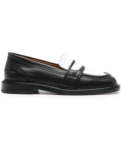 Maison Kitsuné Bicolor Leather Loafers Shoes - Black