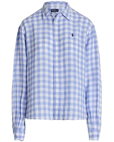 Polo Ralph Lauren Gingham-print Linen Shirt - Blue