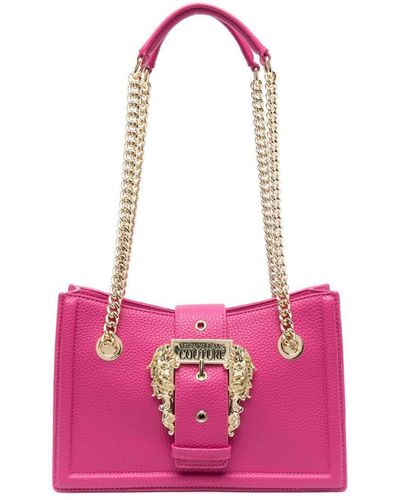 Versace Logo-engraved Buckle Shoulder Bag - Pink