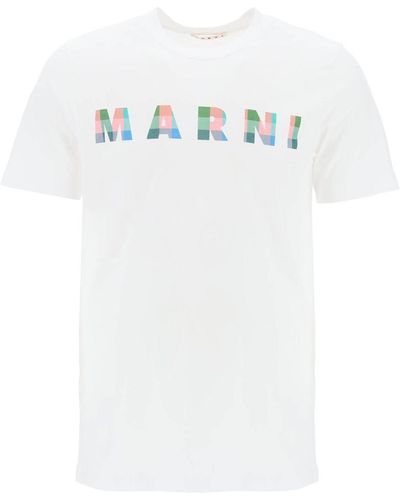 Marni "Checked Logo T-Shirt With Square - White