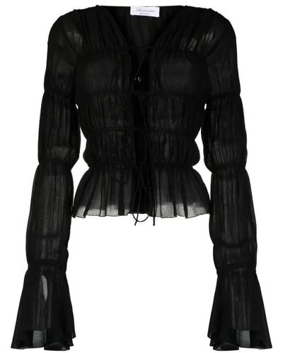 Blumarine Ruched Front-tie Blouse - Black