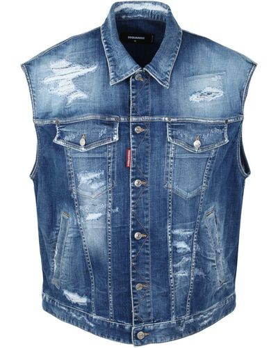 DSquared² Cotton Vest Jacket - Blue